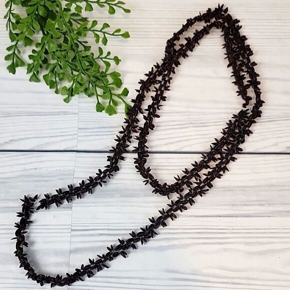 Vintage Hawaiian Koa Appleseed necklace 45" length - Picture 1 of 7